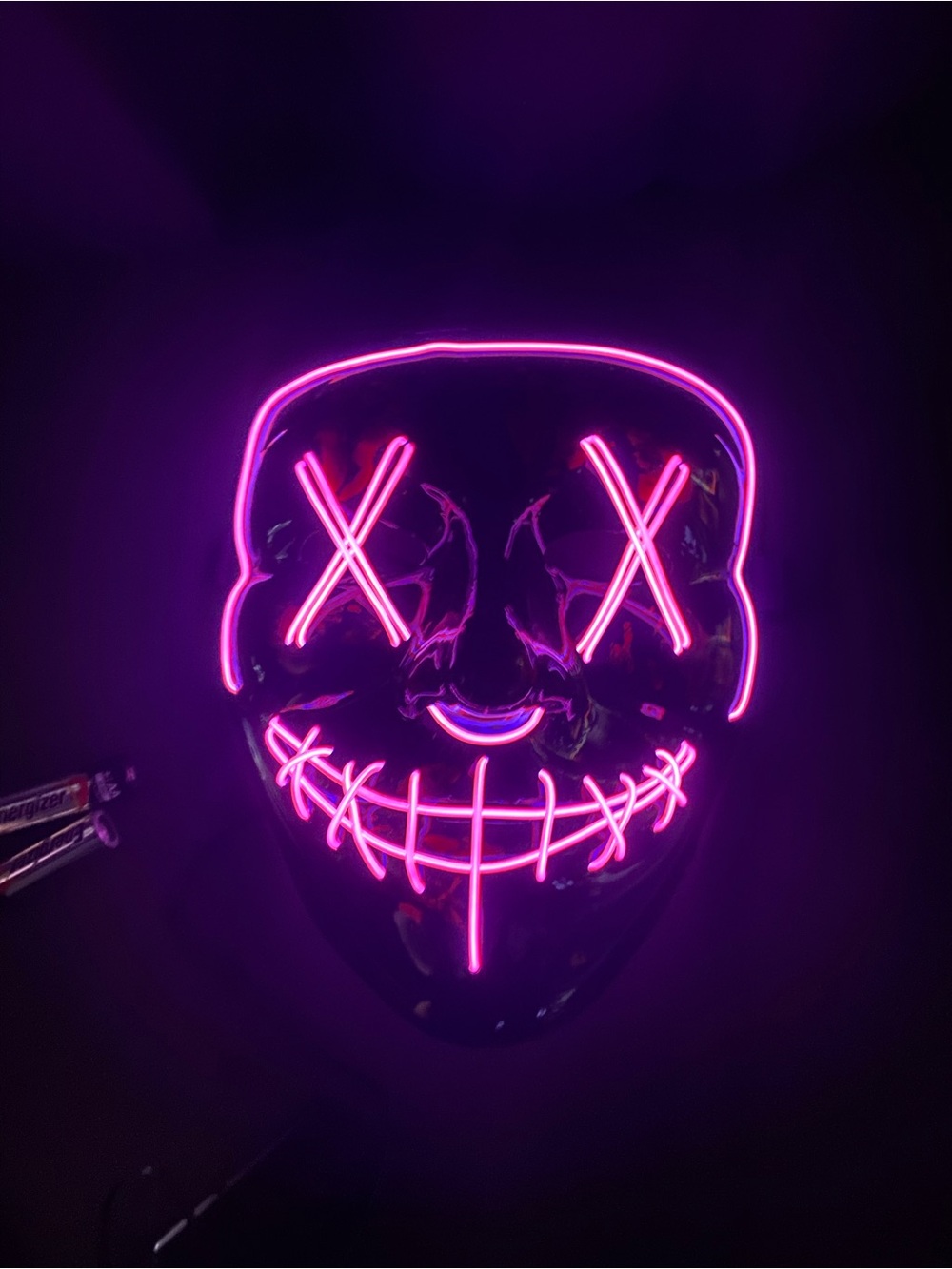 Neon LED pink the purge Party Mask Light-Up